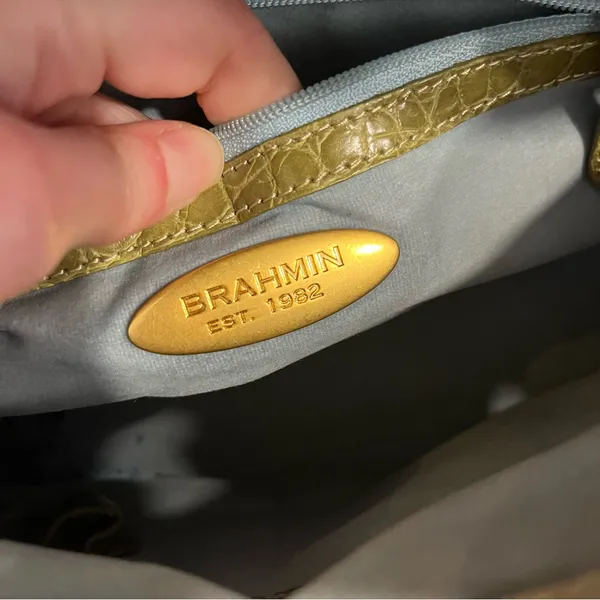 Brahmin Lime Green Snakeskin Reptile Leather Satchel Bag - Image 7