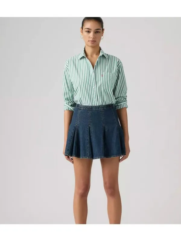 New Levi's Premium Size 26 Godet Mini Lightweight Skirt Fell Off Stone Dark Wash - Image 3