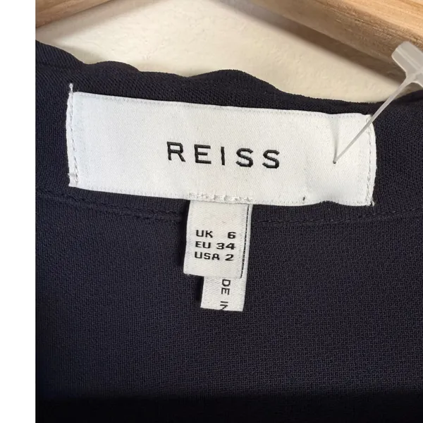 REISS Feya Midi Navy Blue Shirt Dress Long Sleeve Collared‎ Pockets Size 2 UK 6 - Image 4