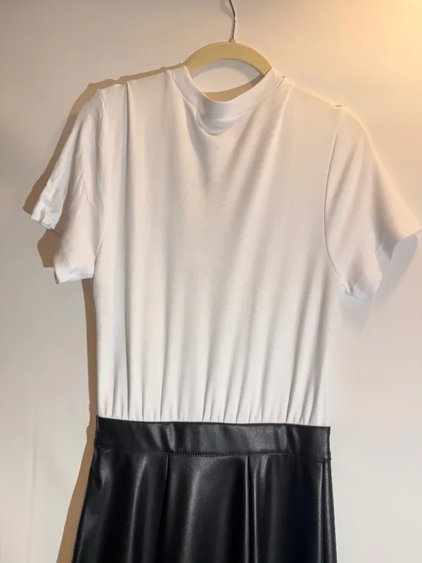 NWT ZARA Black Faux Leather High Waist Pleated Flared Midi Skirt XS - Image 2
