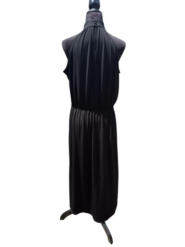 The Limited Black Keyhole High Neck‎ Midi Dress L Halter Style LBD Cocktail - Image 7