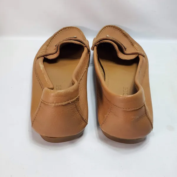 Coach Fredrica Loafers Women 7.5B Tan Leather‎ Gold Logo Driving Moccasins A5175 - Image 4