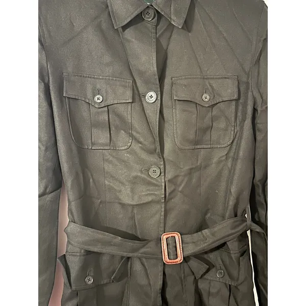 Lauren Ralph Lauren Black Utility Belted Jacket Women's‎ Silk Belted Size Small - Image 4