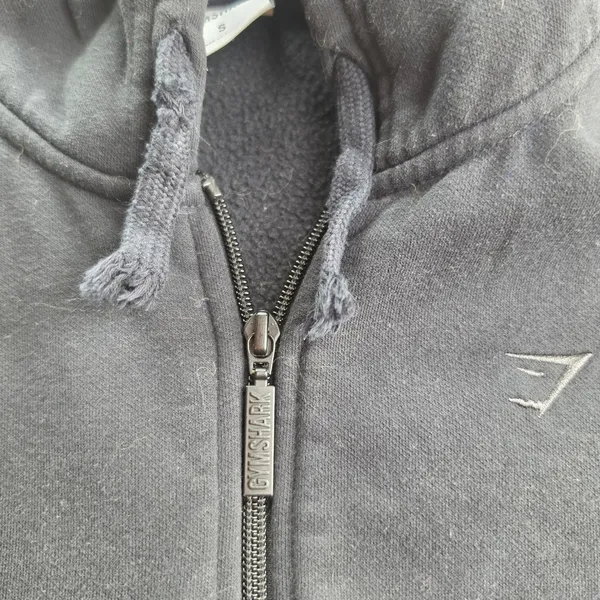 Gymshark Fleece Full Zip Hoodie Jacket Black‎ Cropped B8A7J-BB2J-S-EN1 Small - Image 8