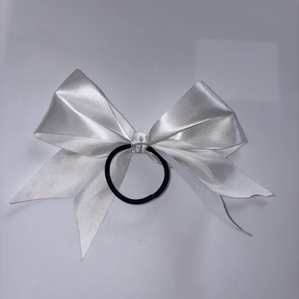 Homemade Sparkly White Cheer Bow with Rhinestone Detail - Image 3