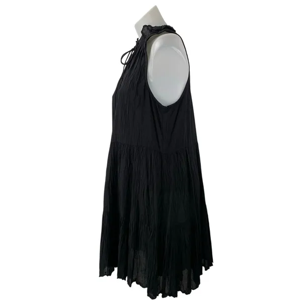 Aritzia Wilfred Black Sleeveless Ruffle Gauze Mini Swing A Line Dress Size S - Image 2