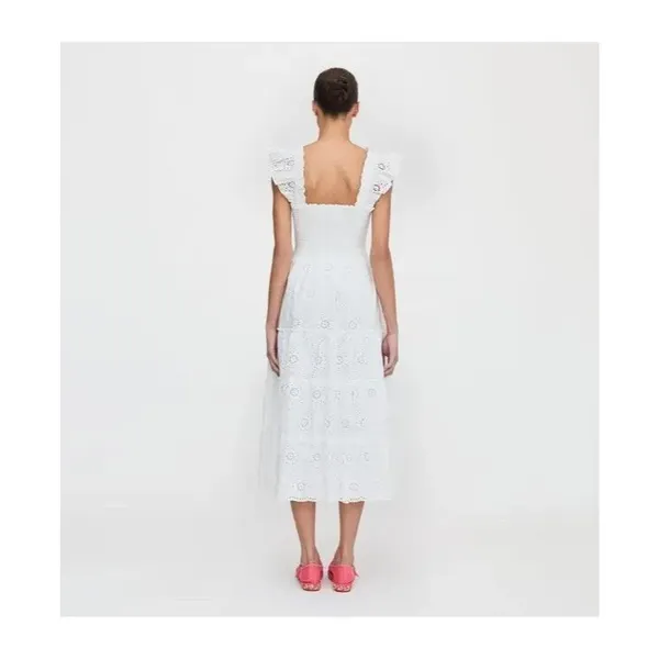 Hill House The Ellie Nap Dress White Women's Size XS Tiered Ruffled Lined Fairy - Image 2