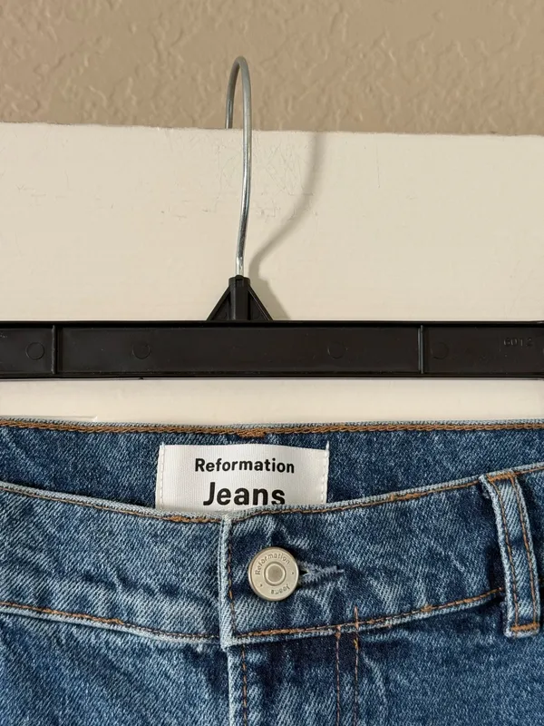 Reformation Alyssa Stretch High Rise Wide Leg Cropped Jeans - Image 6