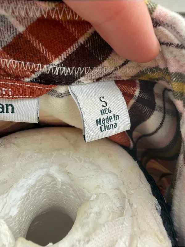 L.L. Bean | Plaid Button-Down Shirt - Cream, Rust & Olive Stripe size small - Image 3
