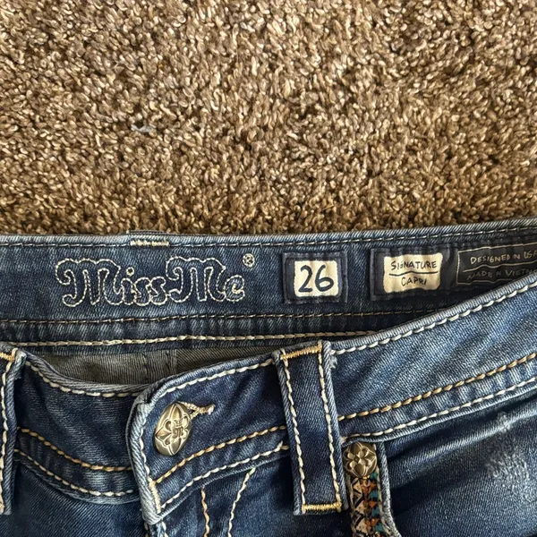 Miss Me Indigo Denim Capris - Image 2
