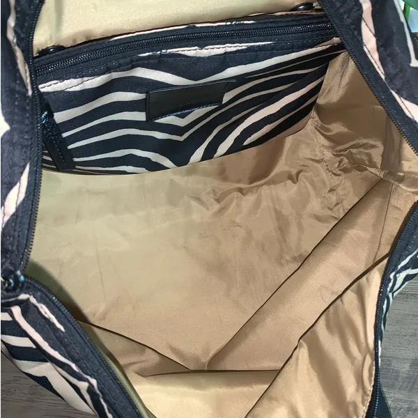 Coach y2k Devin Black Tan Zebra Print Nylon Overnight Tote Pouch - Image 10