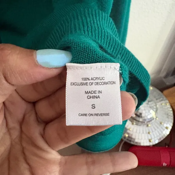 New York & Company Teal Green V-Neck 3/4 Sleeve Button Front Cardigan Small - Image 6