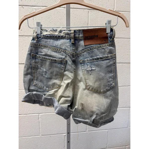 NWT One Teaspoon Sz 26 Bridgette Flap Pocket High Rise Zip Distressed Jean Short - Image 5