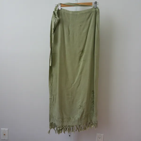 Raja Boho Beachy Relaxed Lagenlook Embroidered Fringe Wrap Maxi Skirt Plus G - Image 7