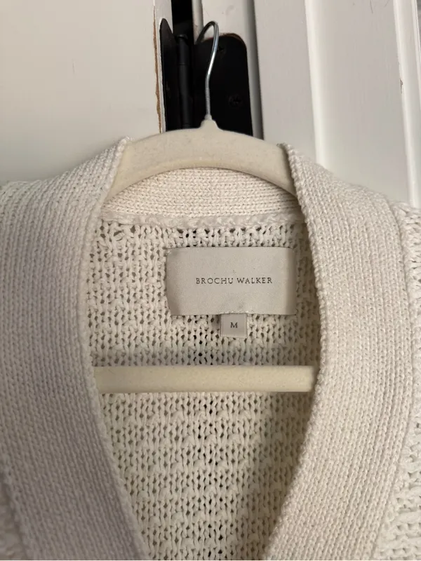 Brochu Walker Sia Ivory Chunky Knit Button-Front Cardigan Sweater - Image 3