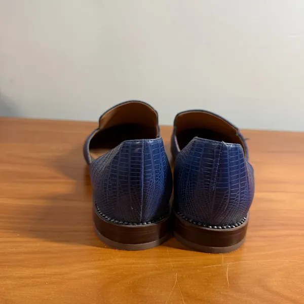 Franco Sarto Toby Medium Pointed Toe Loafers Animal Print Blue Navy d'Orsay | 7M - Image 6