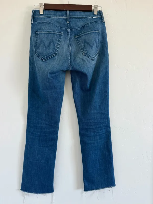 MOTHER The Mid Rise Dazzler Crop Fray Jeans Size 25 Squeeze It Raw Hem - Image 3