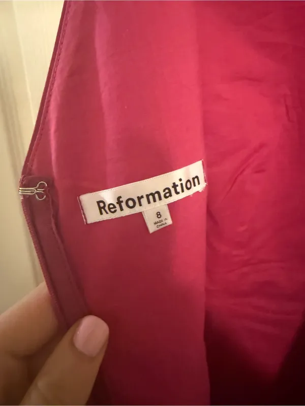 NWT Reformation Zenni Dress Rhubarb Pink Raspberry Mini Dress Boatneck Size 8 - Image 5