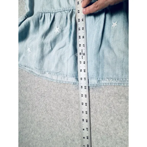 Velvet‎ Heart Peplum Tank Top Light Blue Chambray White Embroidered Stars Med - Image 8