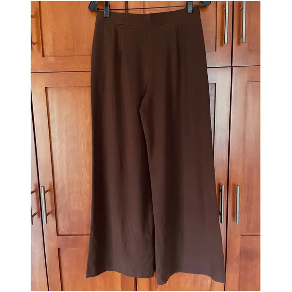 OGL Pants Lyocell Wool Mid Rise Wide Leg Pull-on Pockets Brown Size Medium NEW - Image 5