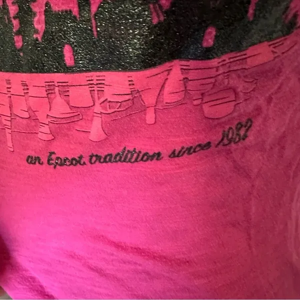 Disney Epcot Food And Wine Fest Shirt Women's XL Pink Short Sleeve V Neck - Image 7
