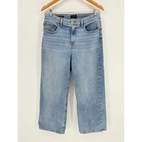 Talbots Wide Leg Crop Jean Womens‎ Size 8 Blue Montecito Wash Denim High Rise - Image 2