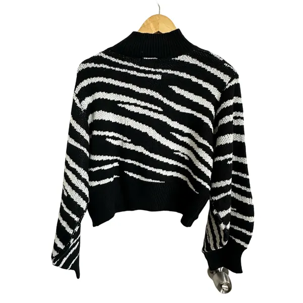 Princess Polly Zebra Print Cropped Mock Neck Sweater Black White S‎ M - Image 4