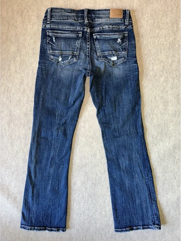 BKE Stella Jeans Womens 30x30 Dark Blue Bootcut Slim Fit Low Rise Double Button - Image 3