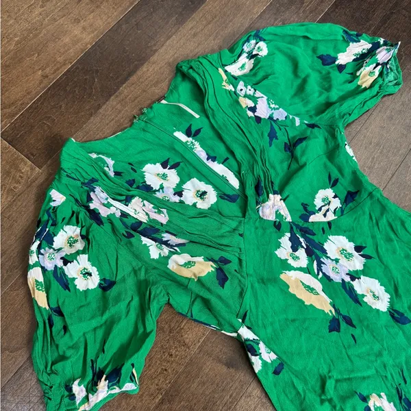 Free People Green Garden Party Mini Floral Summer Dress - Image 4