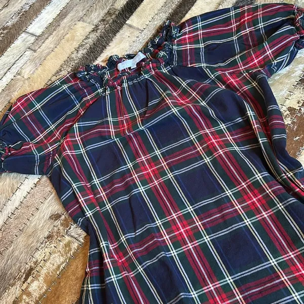 Hill‎ House Katherine Tartan Plaid Holiday Mini Nap Dress Navy Size XS - Image 9