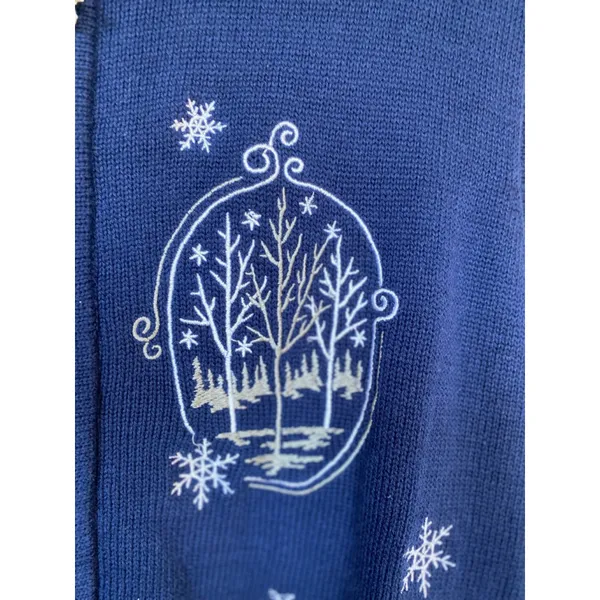 Southern Lady Snowflake Sweater Vest Christmas Navy Blue Embroidered Parisian M - Image 6