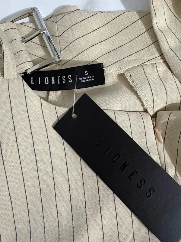 Lioness Yves pinstripe cutout belted flare pants - Image 6