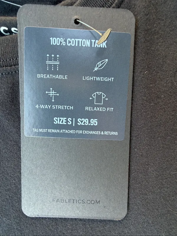 NWT Fabletics Black Cotton Tank Top - Image 3