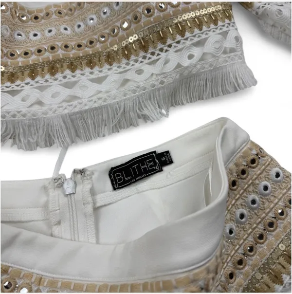 Anthropologie Embellished Gold and Cream Matching Set - Image 4