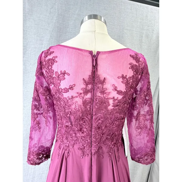 Azazie Marge Mulberry A-Line Scoop Lace Chiffon Dress A6‎ - Image 9