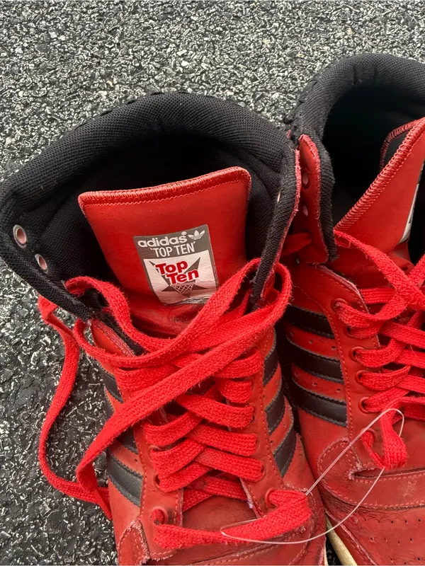 Adidas Top Ten Hi Men’s Size 10 Red Black High Top - Image 5