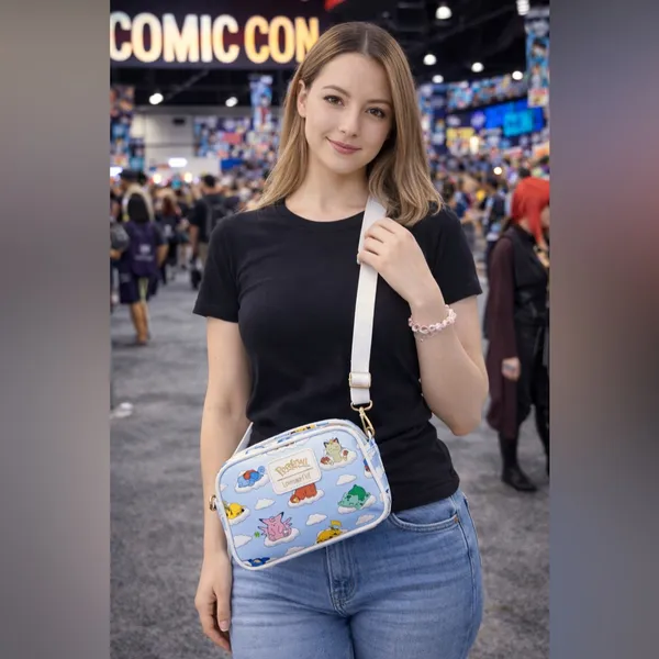 NWT Loungefly Pokémon Sleeping Characters Cloud Print Crossbody Bag Blue - Image 9