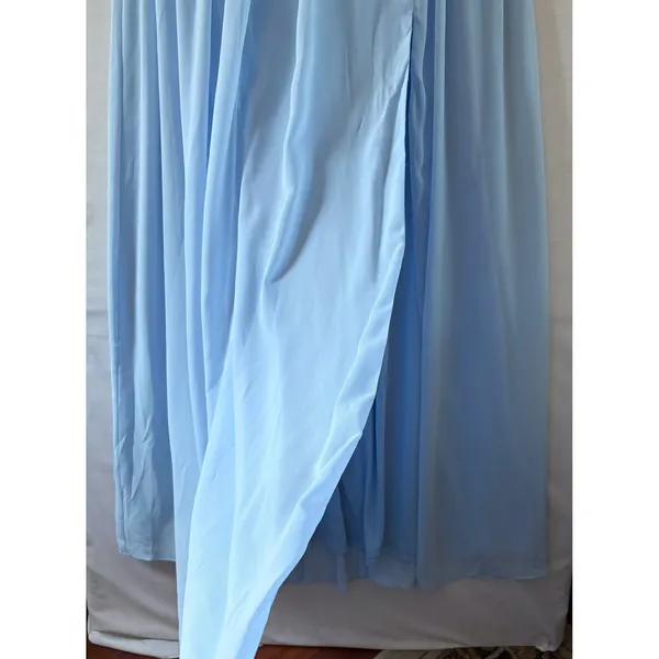 Lulus Light Blue Halter Maxi Dress Bow Sweetheart Formal Gown HD3816A Mens M - Image 8