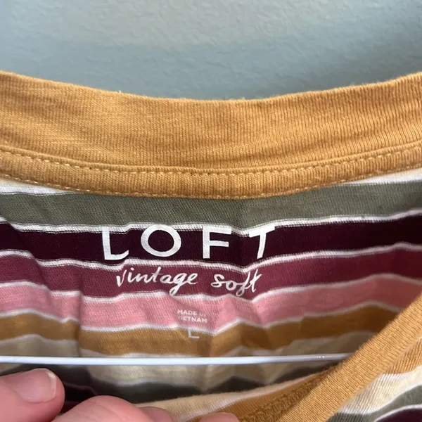 LOFT Pink and Black Fitted Short Sleeve Tee - Image 2
