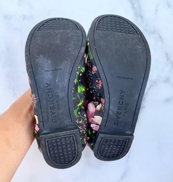 Givenchy rose floral-print camouflage elasticated ballet flats size 36.5 US 6 - Image 10