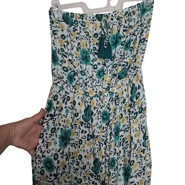 GiGio Strapless Wide Leg Jumpsuit Floral Pockets Size MEDIUM - Image 5