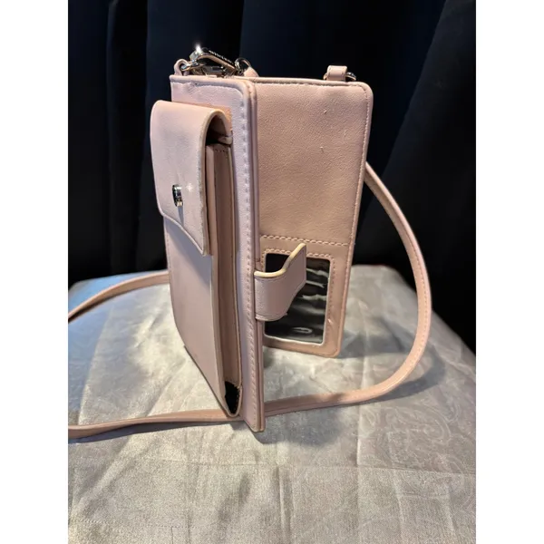 Steve Madden Blush Pink Crossbody Phone Wallet Bag Card Holder Adjustable Strap - Image 3