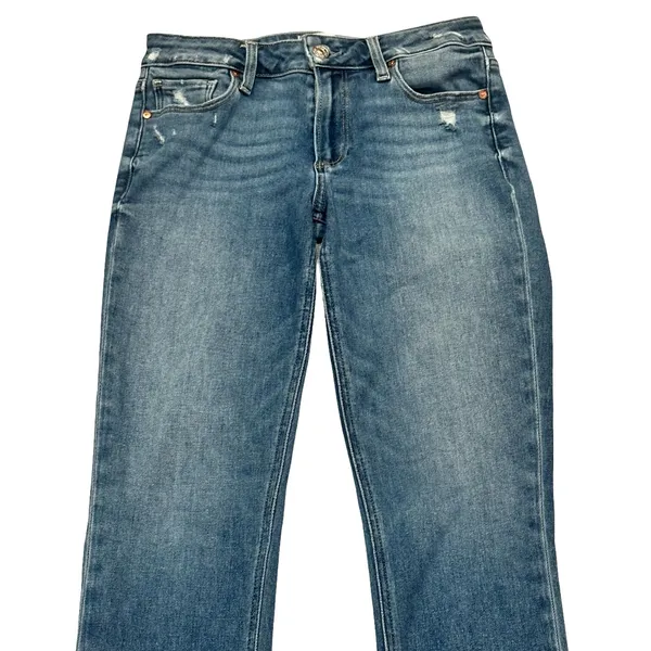 PAIGE Blue Distressed Denim Straight Leg Jeans Size 25 - Image 3