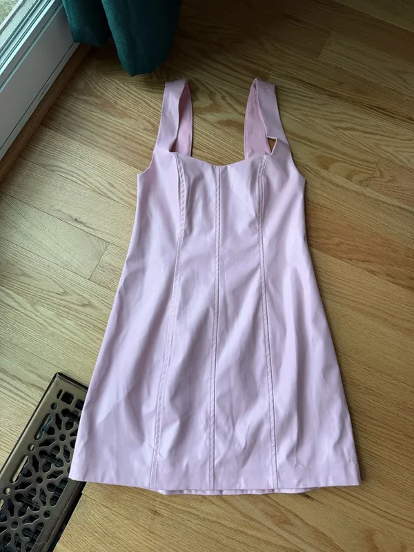 Show Me Your Mumu Pink Faux Leather Square Neck Mini Dress S - Image 3