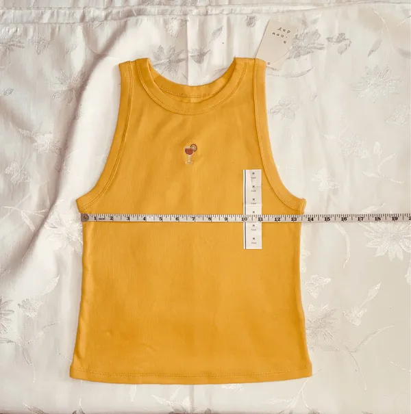 A New Day Women’s Tank Top Size M High Neck Yellow Mustard Ribbed Cocktail - Image 2