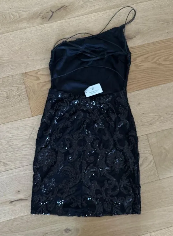 Windsor - Kai One Shoulder Sequin Mini Dress in Black - Image 3