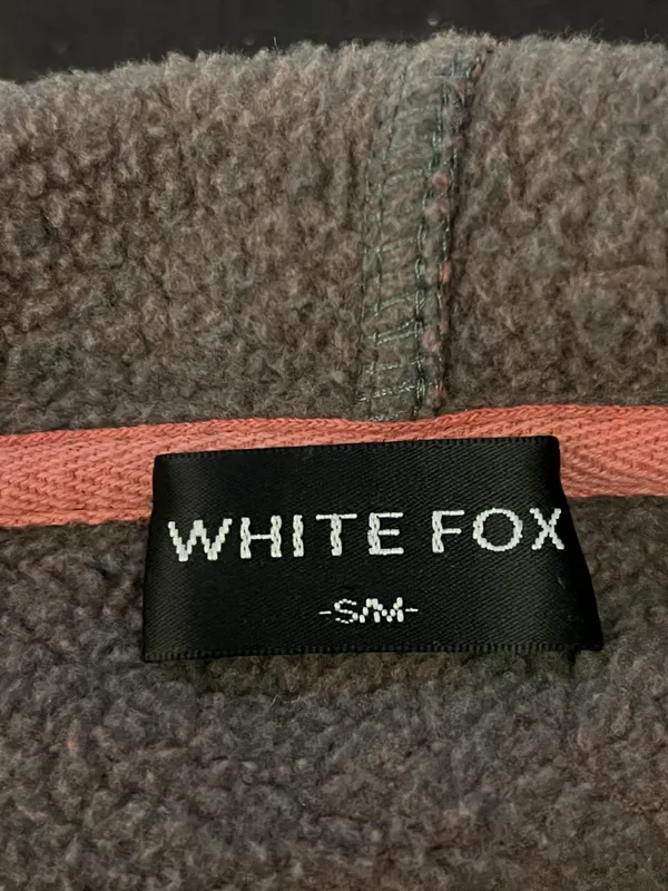 White Fox Hoodie Womens S/M Tie Dye Fleece Pullover Graphic Kangaroo Pocket - Image 6