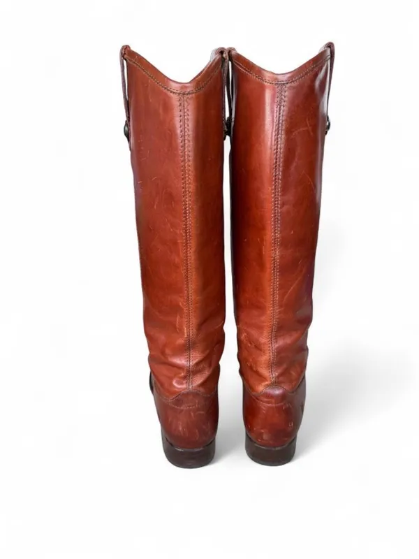 Frye Women’s 5 B Brown Leather Riding Boots Tall Knee High Pull On Classic - Image 4