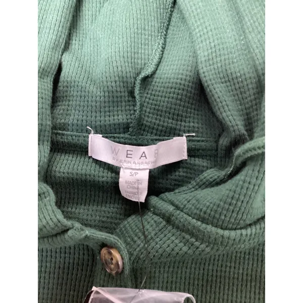 WEAR by Erin Andrews New York Jets Green Waffle Knit Henley Hoodie EA1F54LS401G - Image 4