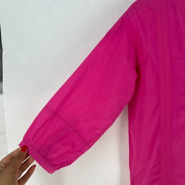 Roller Rabbit Tangier Kurta Tunic Womens XS‎ Pink Cotton Split Neck Cotton - Image 4